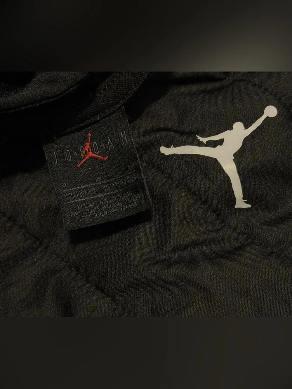 Air Jordan Full Zip Black Performance Quilted Hooded Jacket Jumpman Youth Medium